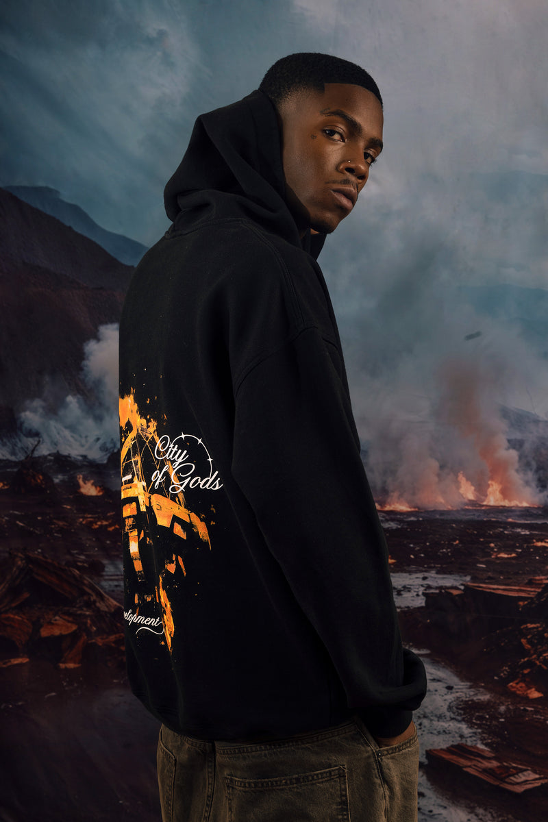 COG Tower in flames hoodie