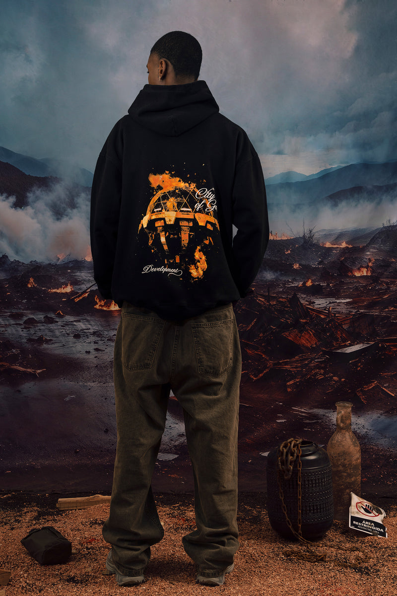 COG Tower in flames hoodie